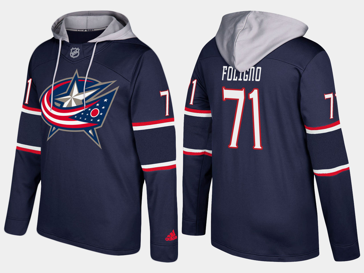 Men NHL Columbus blue jackets #71 nick foligno navy blue  hoodie->chicago bears->NFL Jersey